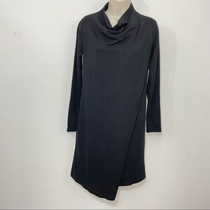 COS draped front cowl neck mini dress long sleeve black Xsmall xs stretchy